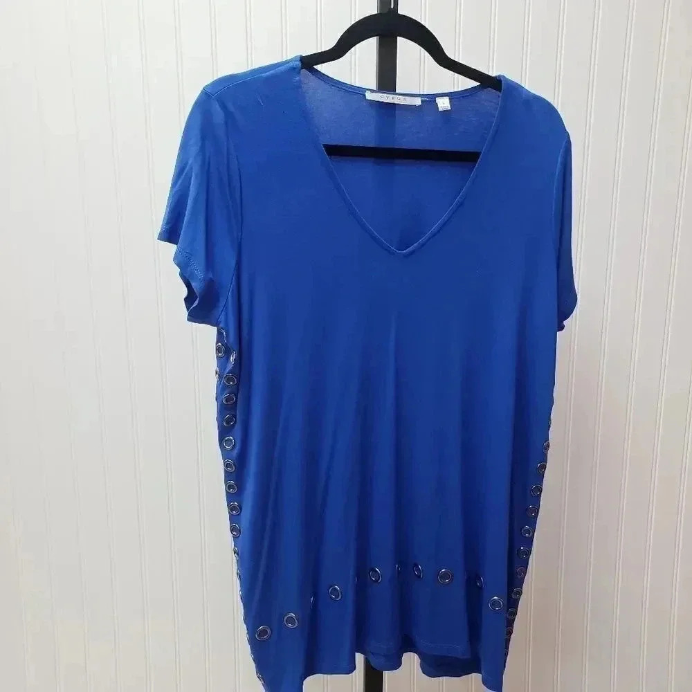 Cyrus Royal Blue Grommet Tunic